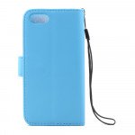 Wholesale iPhone 7 Plus Folio Flip Leather Wallet Case with Strap (Blue)